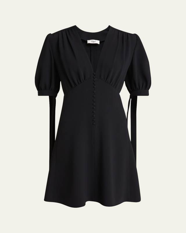 Empire-Waist Puff-Sleeve Dress